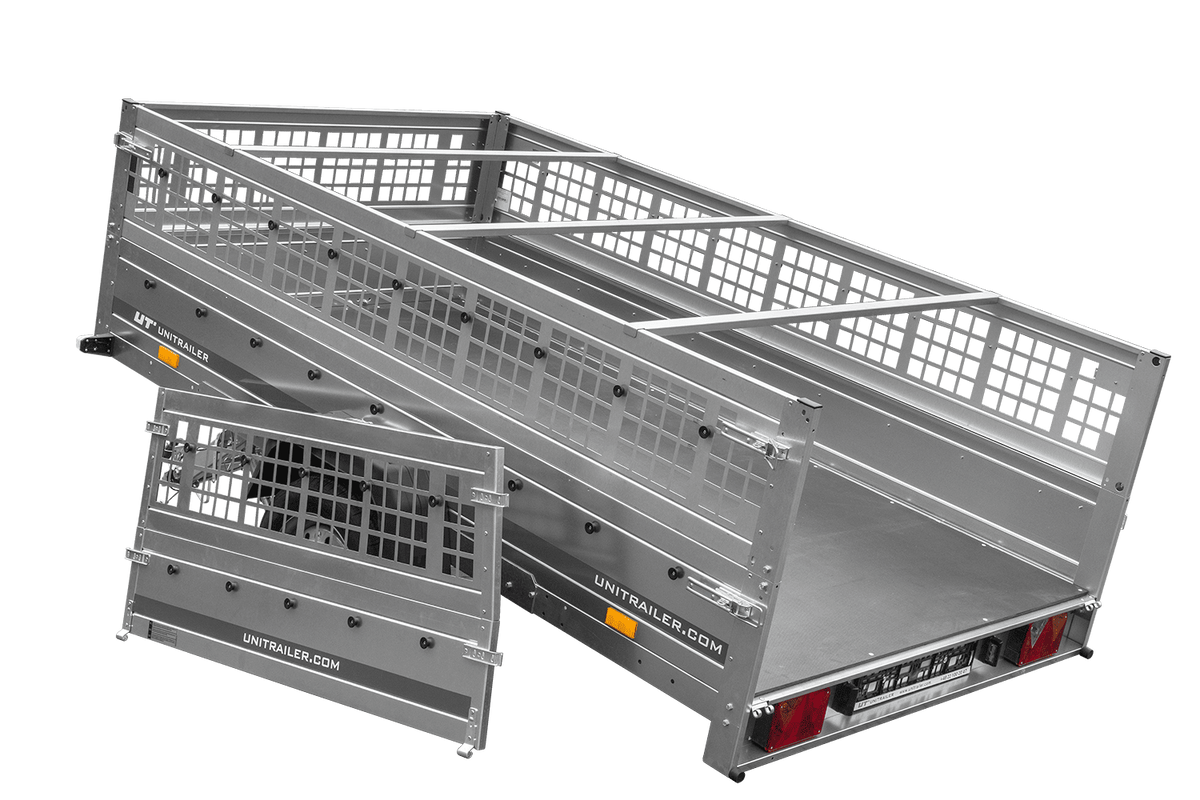 Reboque leve 264x150 UNITRAILER GARDEN 265 KIPP com taipais de rede, chassis H-0 e lona azul