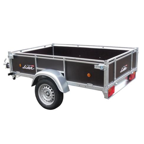 Atrelado de plataforma Lider L201 – 1 eixo, PBV 750 kg, 201×133 cm, plataforma em madeira