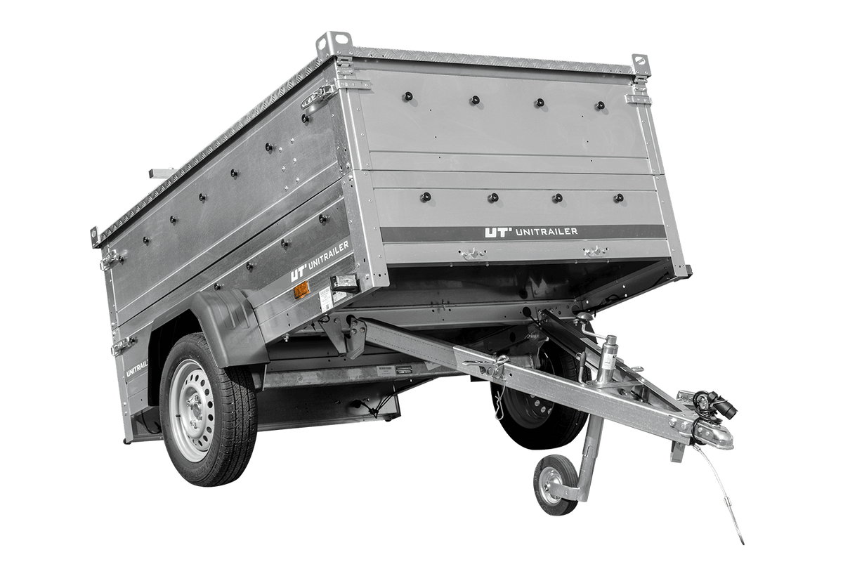 Reboque ligeiro 200x125 UNITRAILER GARDEN 201 KIPP com abas LATERAIS e lona de alumínio