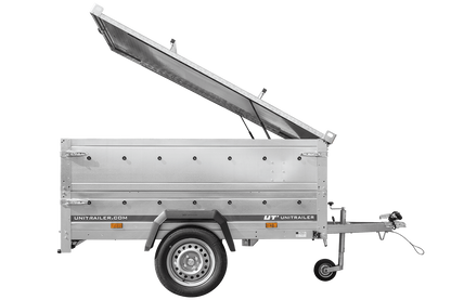 Reboque ligeiro 200x125 UNITRAILER GARDEN 201 KIPP com abas LATERAIS e lona de alumínio