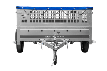 Reboque leve 264x150 UNITRAILER GARDEN 265 KIPP com taipais de rede, chassis H-0 e lona azul