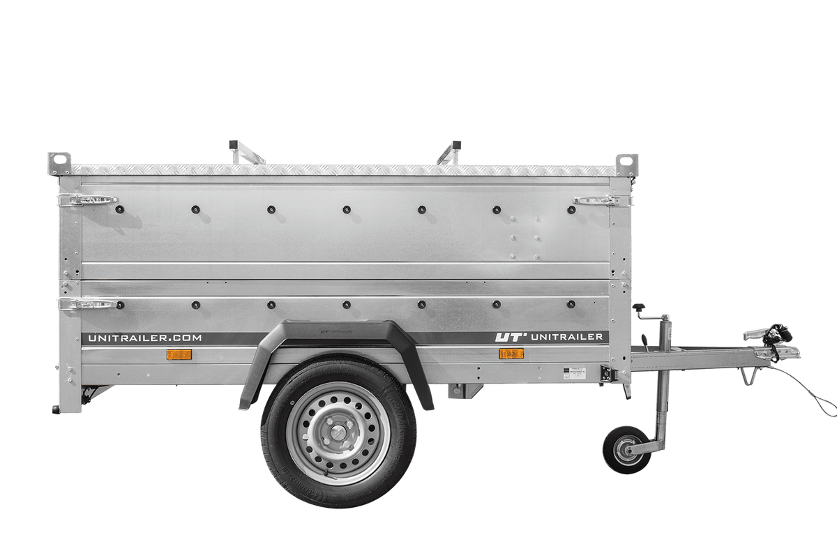 Reboque ligeiro 200x125 UNITRAILER GARDEN 201 KIPP com abas LATERAIS e lona de alumínio