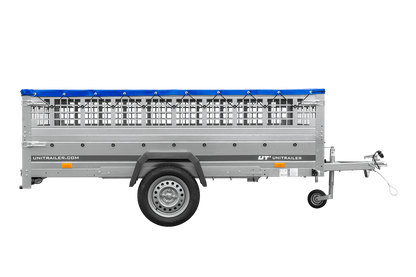 Reboque leve 264x150 UNITRAILER GARDEN 265 KIPP com taipais de rede, chassis H-0 e lona azul