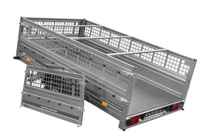 Reboque leve 264x150 UNITRAILER GARDEN 265 KIPP com taipais de rede, chassis H-0 e lona azul