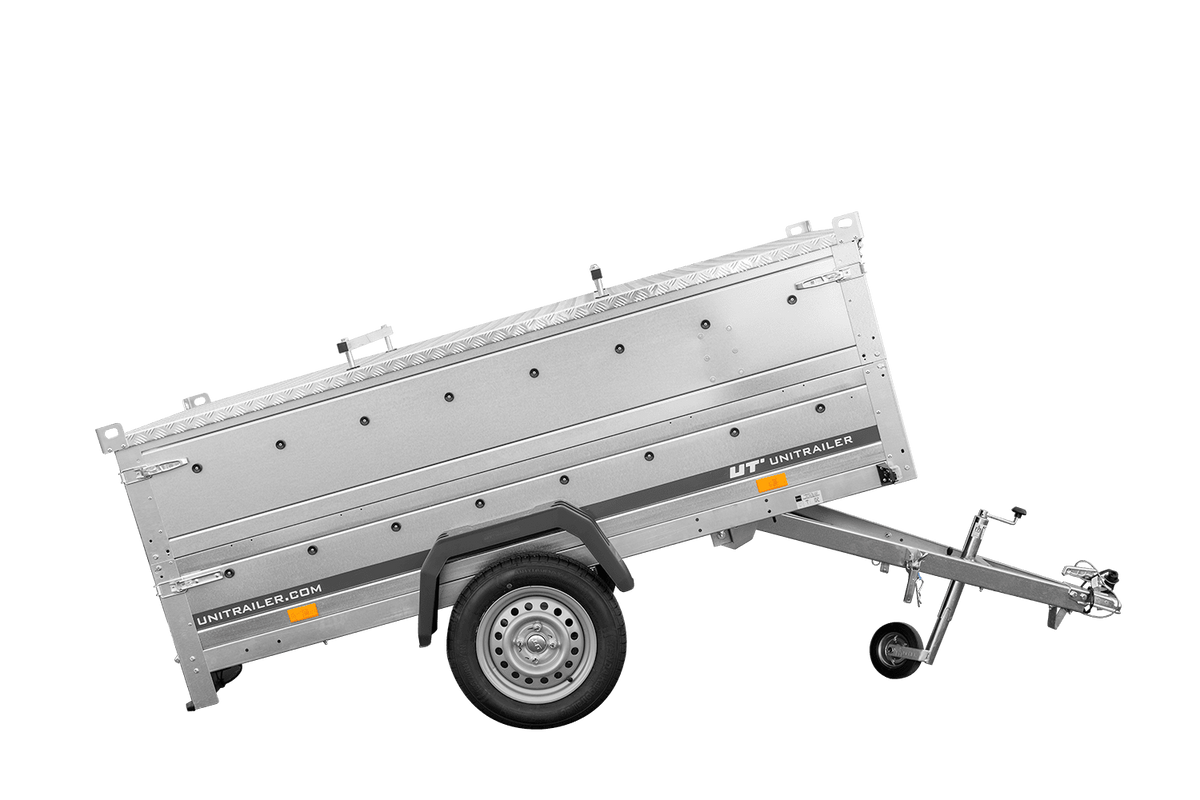 Reboque de um eixo 230x125 UNITRAILER GARDEN 230 KIPP com laterais duplas e lona de alumínio