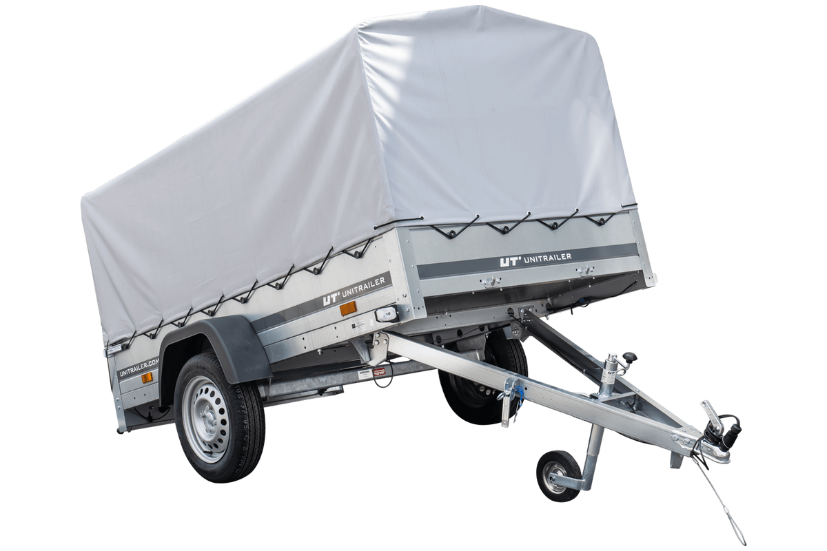 Reboque rodoviário com lona alta, arco H-800 e roda de apoio 230x125 Garden Trailer 230 KIPP