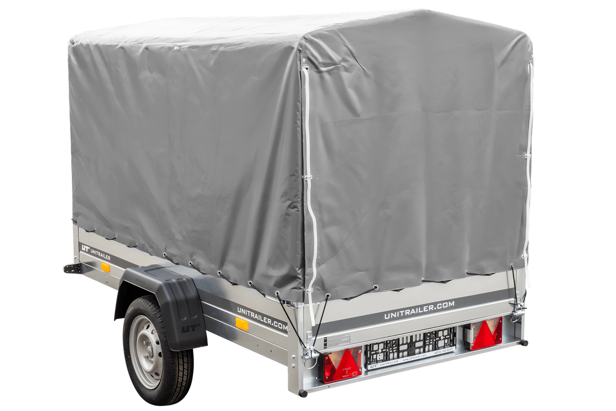 Reboque rodoviário com lona alta (110 cm), estrutura metálica (110 cm) e roda jockey 230x125 Garden Trailer 230 KIPP
