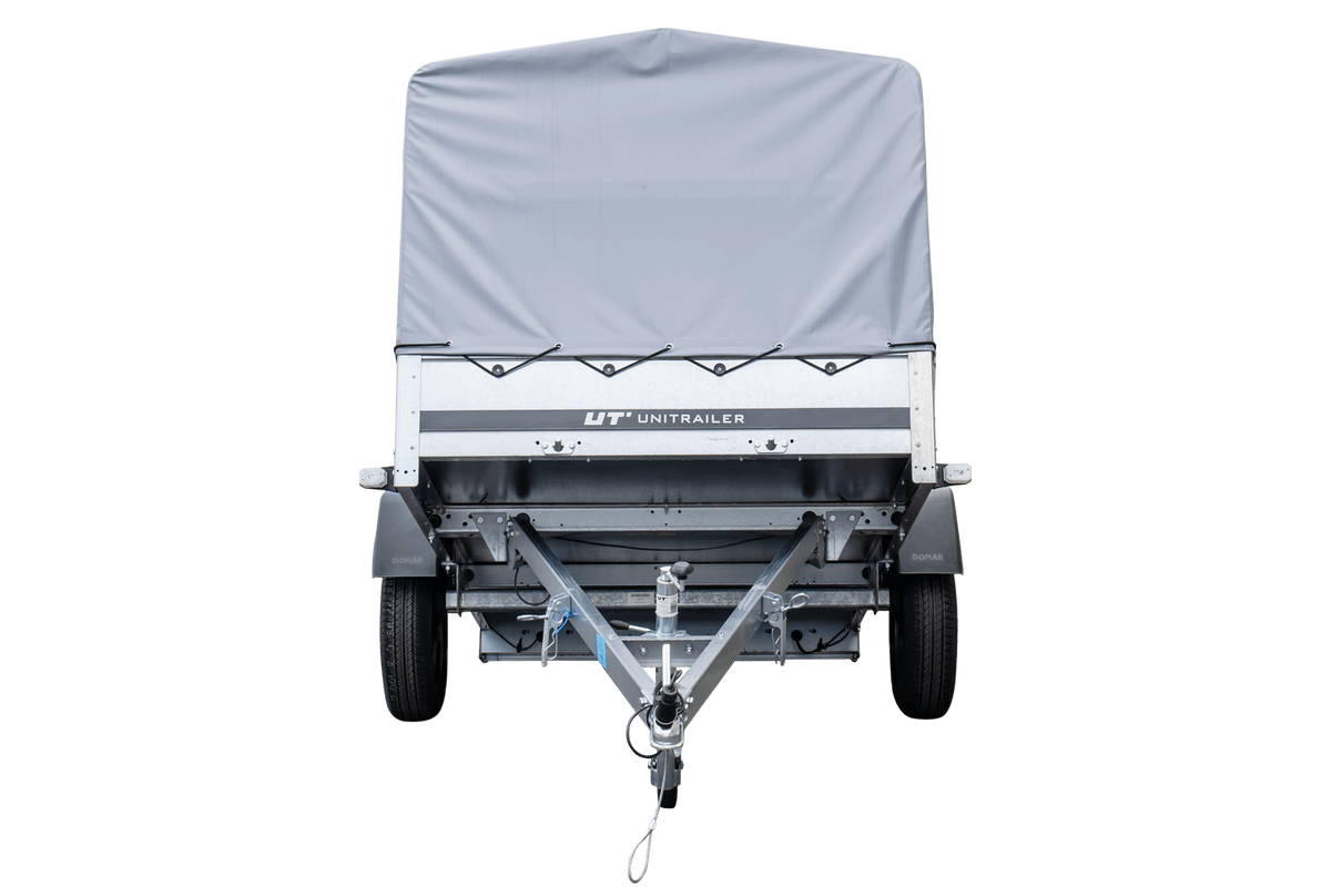 Reboque rodoviário com lona alta, arco H-800 e roda de apoio 230x125 Garden Trailer 230 KIPP