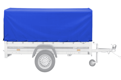 Reboque rodoviário com lona azul alta, arco H-800 e roda jockey 230x125 Garden Trailer 230 KIPP