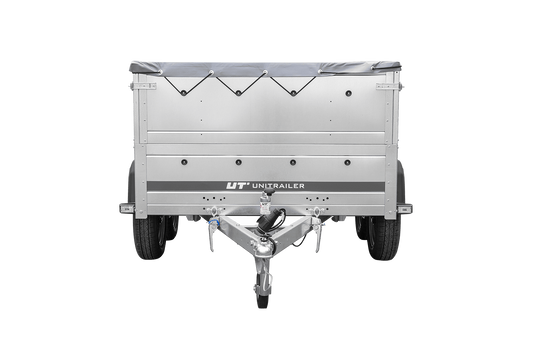 GARDEN TRAILER 264/2 KIPP reboque de dois eixos com roda jockey, chassis H-0, taipais BIS e lona plana cinzenta