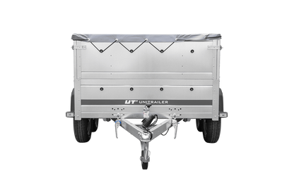GARDEN TRAILER 264/2 KIPP reboque de dois eixos com roda jockey, chassis H-0, taipais BIS e lona plana cinzenta